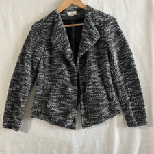 Loft Ann Taylor Black White Open Tweed Blazer Jacket Size SP Career Business