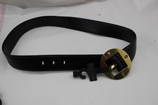 Vintage Paloma Picasso Black Leather Gold Tone Buckle Belt M75