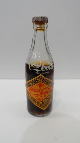 Vintage Coca-Cola Mini Glass Bottle 3 inches  Rare PAINTED LABEL