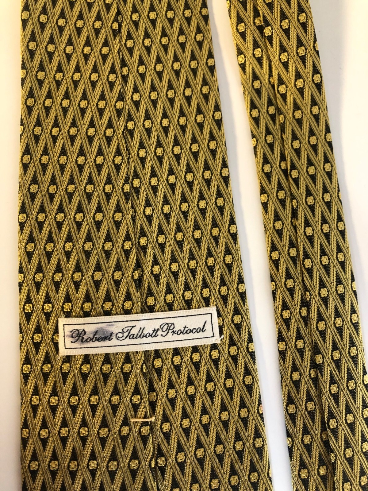 Robert Talbott Protocol Gold Black Geometric Silk… - image 5