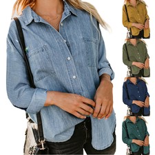 Summer Womens V-Neck Baggy Tops Ladies 3/4 Sleeve T-Shirts Blouse Plus Size  