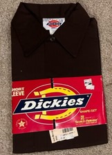 Vintage Early  90s Dickies Men  s Work Shirt Short Sleeve Size S Brown Irregular