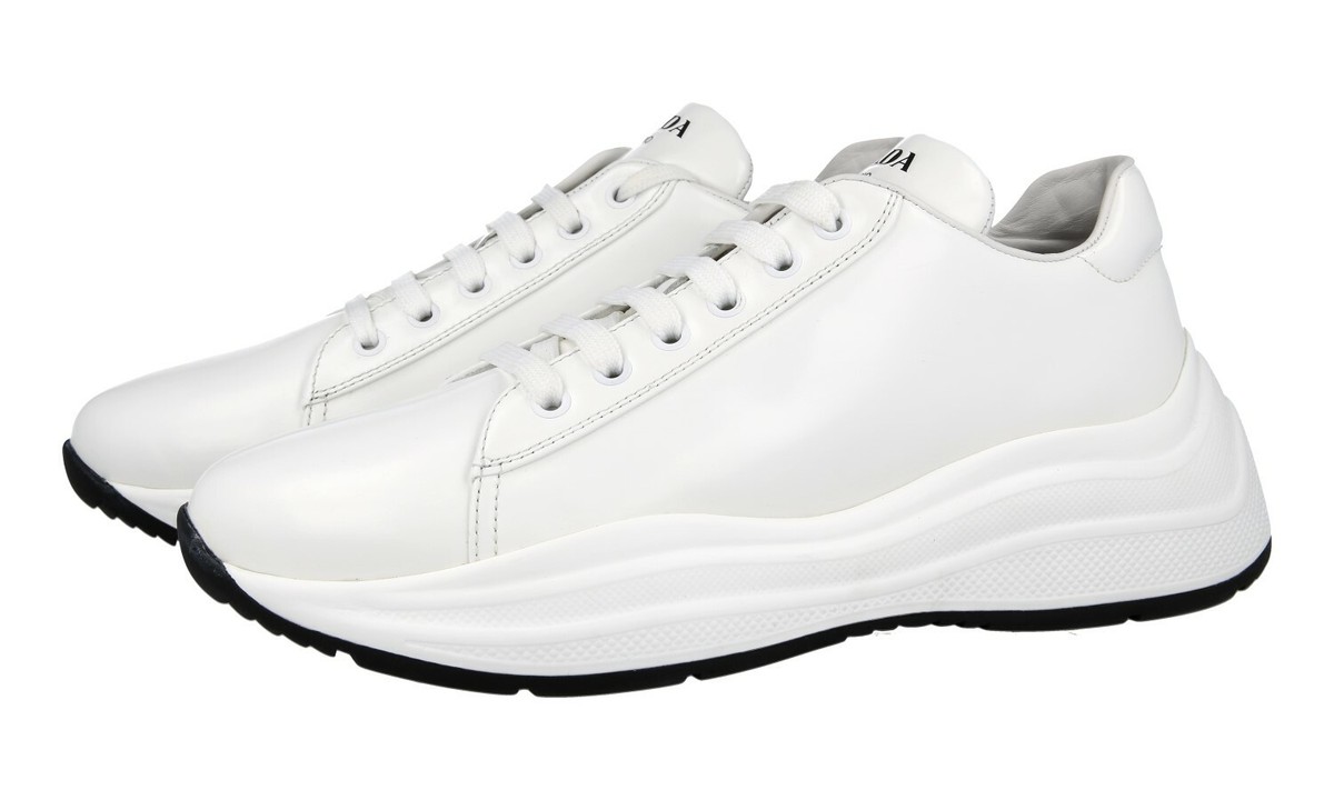 【送料&関税込】Prada White Canvas Sneakers Prada Sport White Canvas Lace Up Sneaker Size 7.5 UK/ 8 US