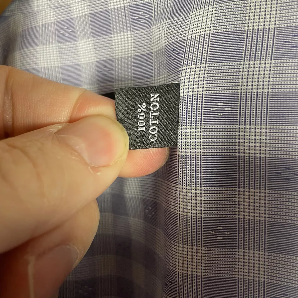 Rochester Mens Check Egyptian Cotton Long Sleeve Dress Shirt 18 38/39 Tall - Image 4 of 4