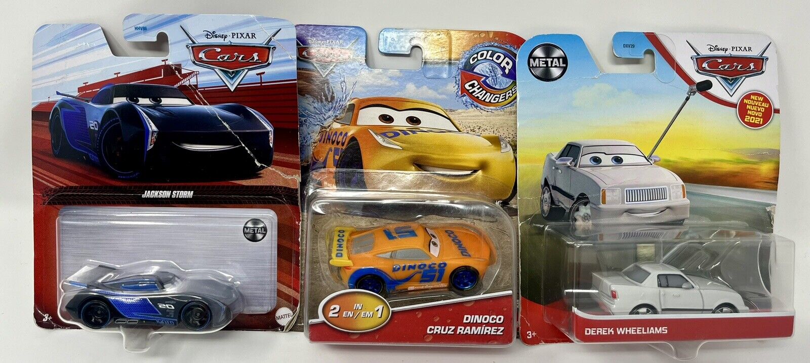 DisneyPixar Cars Jackson Storm Derek Williams Color Changer Cruz Ramirez Lot of3