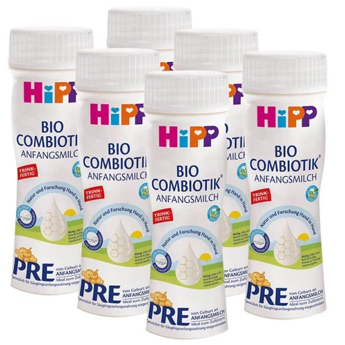 HIPP organic Combiotic PRE ready to use drink 6 x 200 ml 7oz from Germany