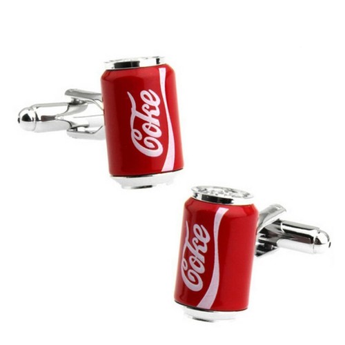 COKE CAN CUFFLINKS Cola Drink Soda Pop Novelty Party Red Enamel NEW w Gift Bag - Picture 2 of 5