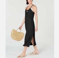 Miken Women's Black Lace-Up Swim Cover-Up S