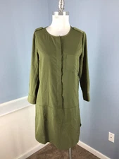 J CREW XS 2 Olive Green Shift Shirt Dress Career Casual Excellent 3/4 slv tunic