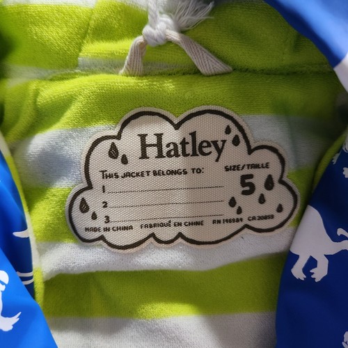 Hatley Rain Coat Color Changing Blue w/Dinosaurs Lined Snap Closure Kids Size 5 - Picture 7 of 9