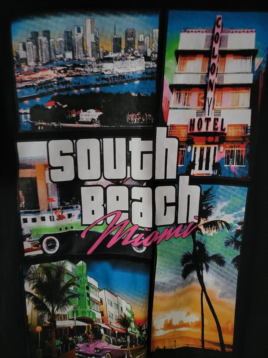 Surf Style South Beach Miami Graphic T Shirt Men s Size M Grand