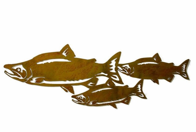 Metal Salmon Chinook Fish Fly Fishing Cabin Lodge Art Wall Home Decor Wildlife For Sale Online Ebay