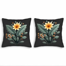 Set of 2 Decorative Throw Pillow Covers 18x18in - Elegant Floral Design
