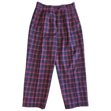 Vintage 90s Giorgio Sant' Angelo Red Plaid High Waisted Wool Pants Women Size 12