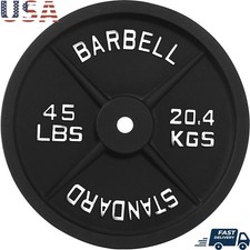 Classic Cast Iron Weight Plates 45lb Strength Training Standard Olympic Home Gym