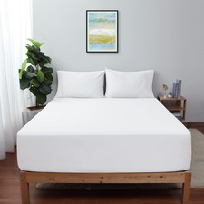 Twin Size White Fitted Sheet Only 600 TC 100 Egyptian Cotton 16" Deep