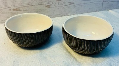 Ceramic Coconut Bowl Duo - Handmade Pottery (They are similar, not exactly same)