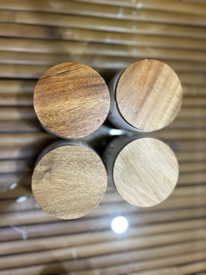 Recipiente de ervas Rae Dunn cerâmica manjericão tomilho alecrim estragão madeira preto e branco - Imagem 3 de 4