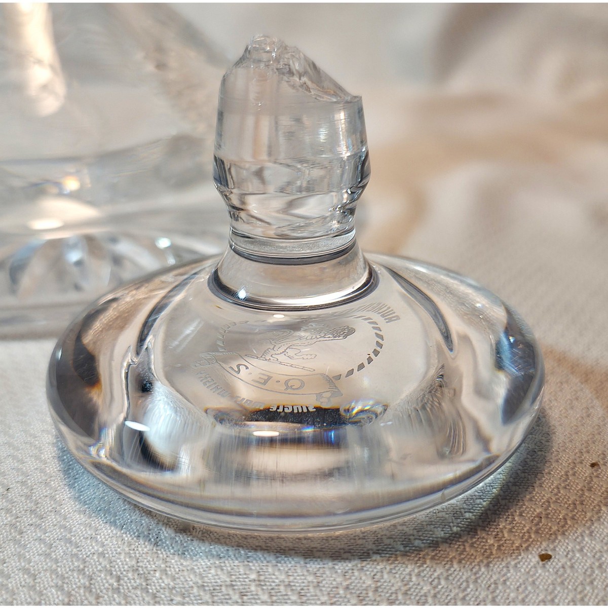 Queen Elizabeth 2 QE2 Cunard Crystal Ship Decanter Etched Logo