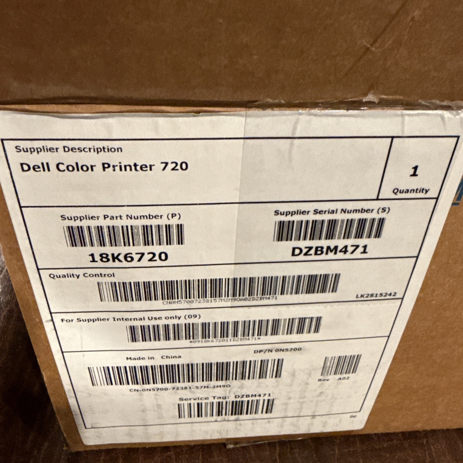 DELL Color Printer 720 Photo Color Inkjet Printer NEW IN BOX