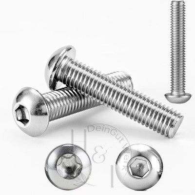Linsenkopfschrauben M2 M3 M4 M5 M6 - M12 Edelstahl ISO 7380 Innensechsk/Torx VA2