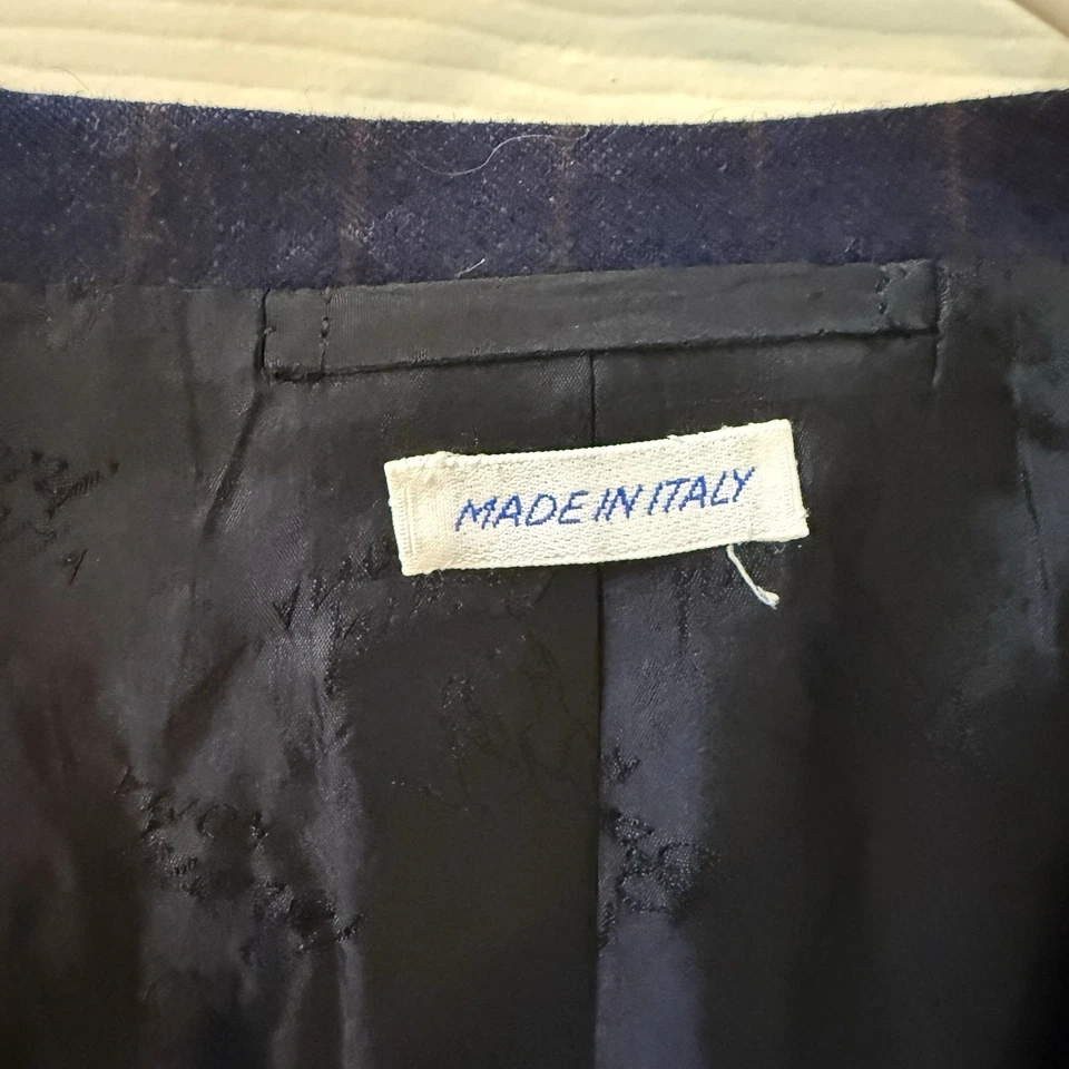 Brioni Blue Striped 100% Wool Sportcoat Blazer Measurements In Pics - Image 3 of 4