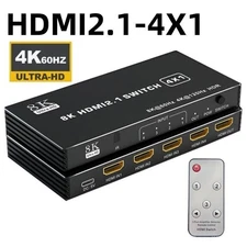 US HDMI 2.1 Switch 4K 120Hz 4 Port 8K 60Hz HDMI Switch Splitter Dolby Vision HDR