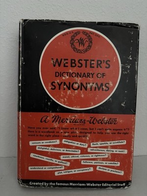 Webster s Dictionary Of Synonyms Hardcover 1951 G & C Merriam Co Publisher