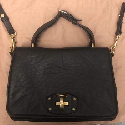 Miu Miu Madras Nappa Leather Crossbody Bag Satchel Gold Messenger Bag