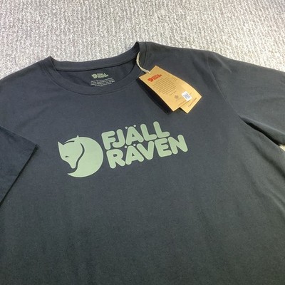 Fjallraven Logo T-shirt Mens Black Organic Cotton Graphic Tee Size XXL NWT