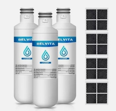 3 Pack belvita  LT1000PC Replacement Water Filter w/4 PCS LT120F Air Filter