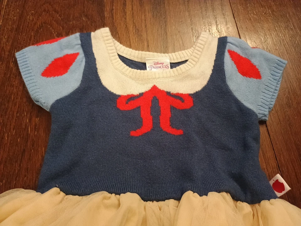 Disney Princess Snow White Knit Sweater Top Tulle Full Tutu Skirt Dress 4 T CUTE - Image 2 of 4
