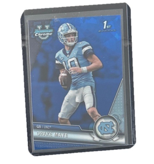 2023 Bowman U Chrome Sapphire Drake Maye 1st Bowman Base Blue UNC RC Rookie  