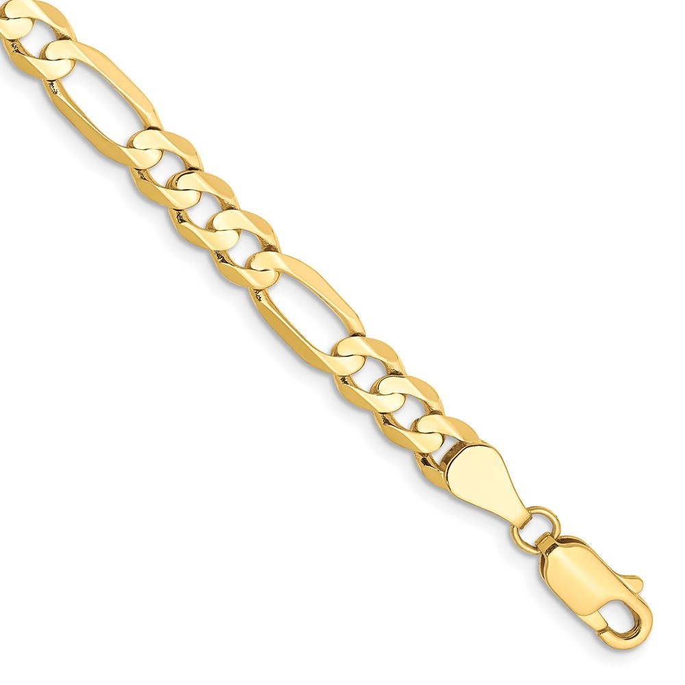 10k Yellow Gold 5.5mm Concave Open Figaro Chain Bracelet 7