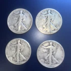 Lot of 4 Walking Liberty Half Dollars  1941 S 1942 1944 1945