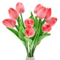 20 StüCk Tulpen, KüNstliche Blumen, KüNstliche Tulpenstiele, (Stufenweises Rot)