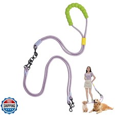 Double Dog Leash No Tangle, Adjustable Split Leads Dual Pet Walking Leash wit...