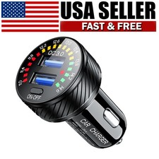 36W Dual USB Car Cigarette Lighter Fast Charger Power Socket LED Adapter Outlet