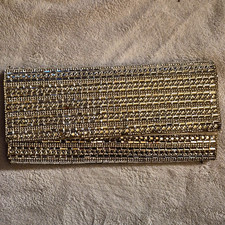 ALDO Silver Rhinestone Clutch, Chain Shoulder Strap, Magnetic, Formal Party