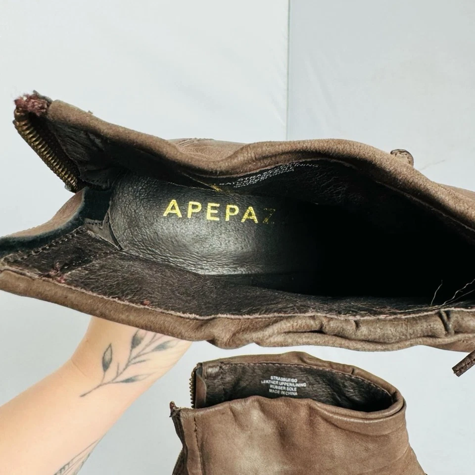 Botas de Tacón Apepazza Marrón con Tacón Grueso y Diseño con Cordones para Mujer Talla 9.5 Foto 4 de 4