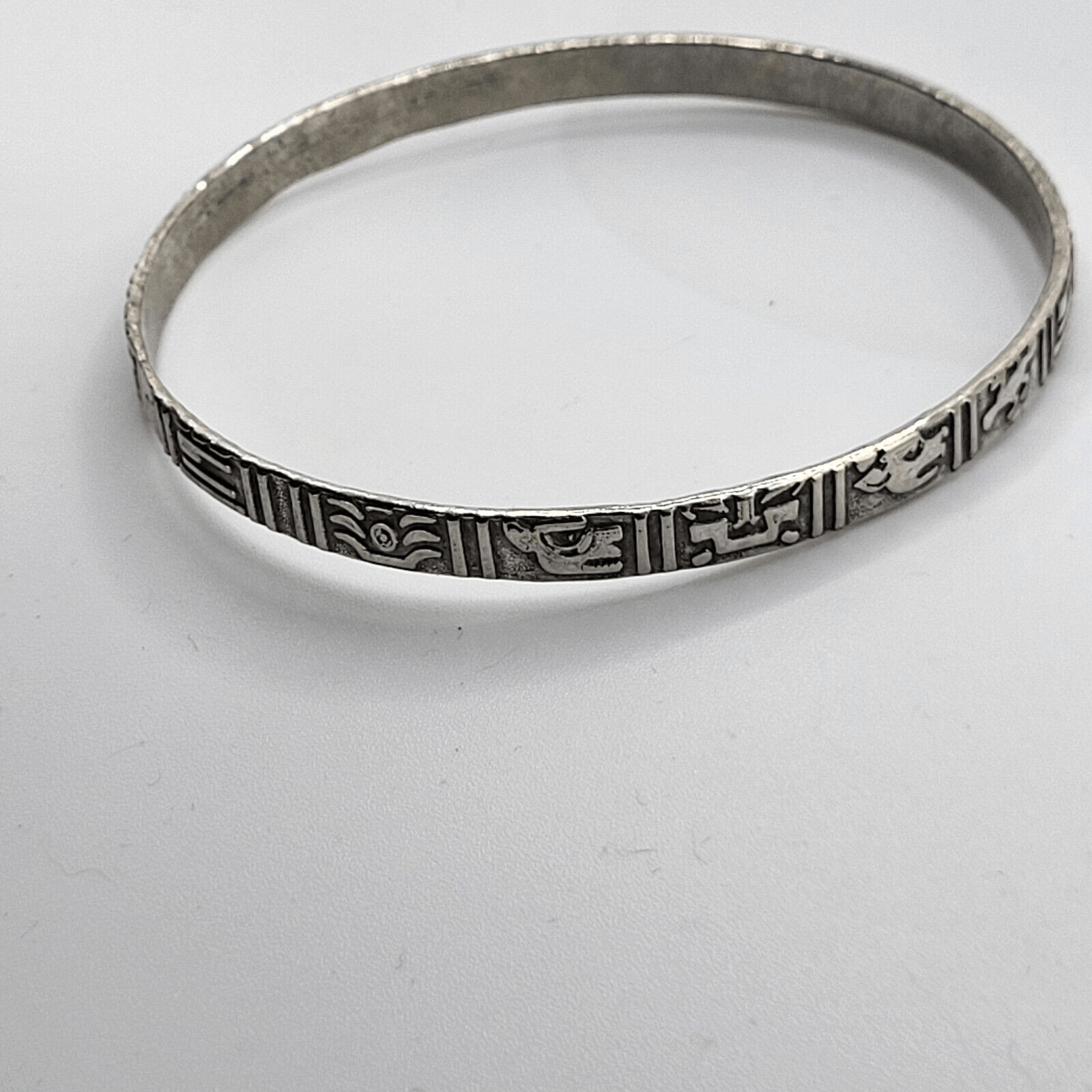 Aztec Pattern Stainless Steel Bangle Bracelet 8.7… - image 5