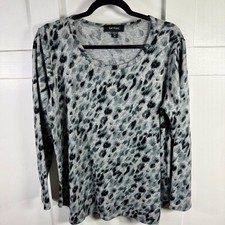 Karen Kane Leopard Print Long Sleeve Scoop Neck Top Plus Size 0X