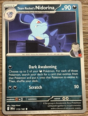 Team Rocket's Nidorina 115/182 Sv10: Destined Rivals Regular (L