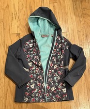 Free Country Girls Softshell Stretch Hoodie Jacket Floral/Navy/Teal Size 14/16
