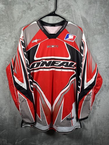 O'Neal Racing Motocross Jersey Mens Large Red White Black Motorcycle Y2K Racing