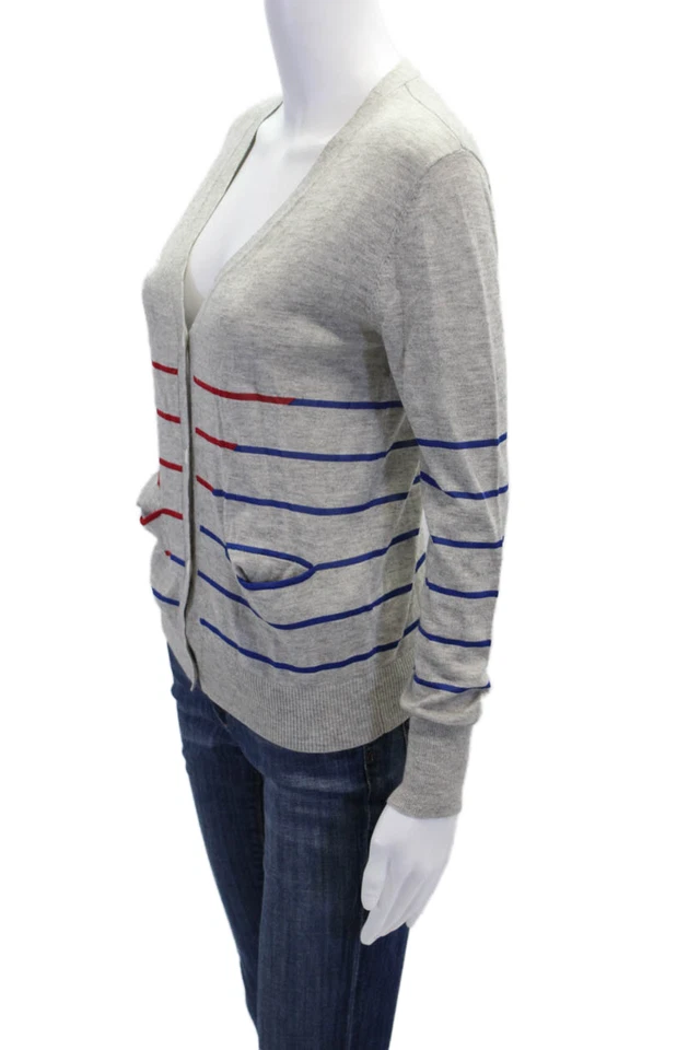 Niño. Cárdigan Band Of Outsiders para mujer de seda cachemir a rayas gris talla 1 Foto 2 de 4