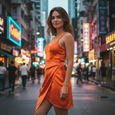 Honey & Rosie Orange Ruched Asymmetrical Mini Dress Small