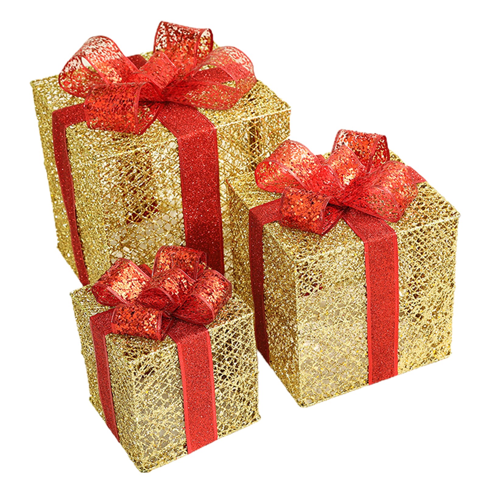 Christmas Box Gold Sturdy Exquisite Workmanship Christmas Box Ornaments For
