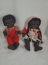 Vintage African American Rag Dolls 14" Folk Art Tall Rare Americana 