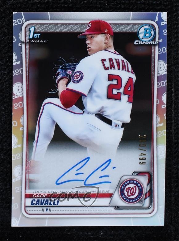 2020 Bowman Draft Chrome Picks Refractor 280/499 Cade Cavalli #CDA-CCA Auto 02fz